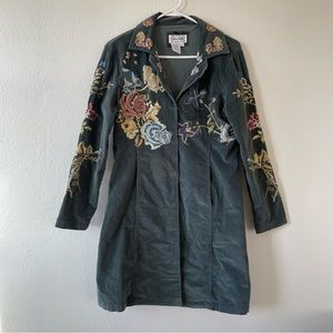 Live a Little Embroidered Floral Jacket Like new.
